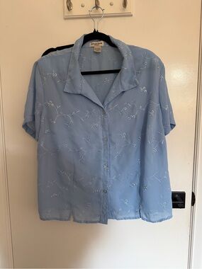 Notations Light Blue Embroidered Woman Blouse